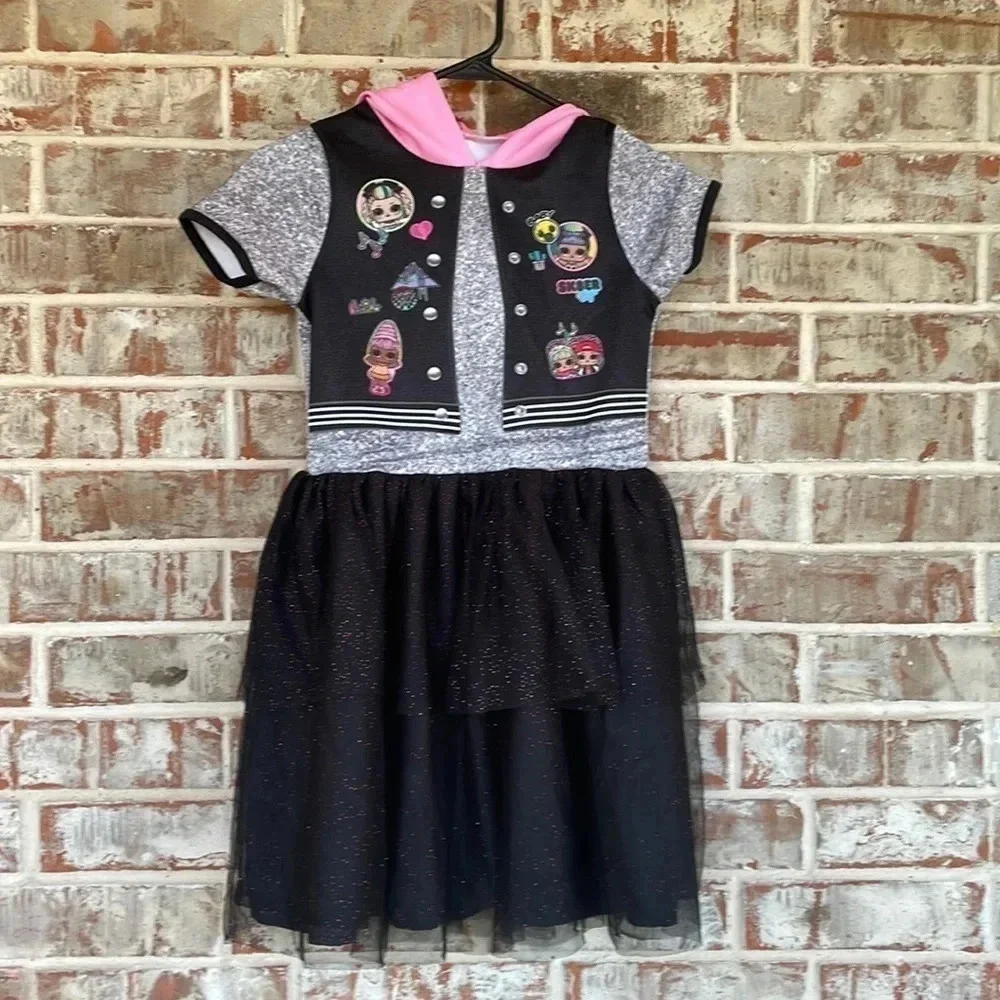 Lol Surprise Black‎ Gray Pink Hooded  Girl’s Dress Costume